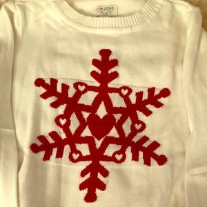 Cream Sweater w/ Red Snowflake ❄️